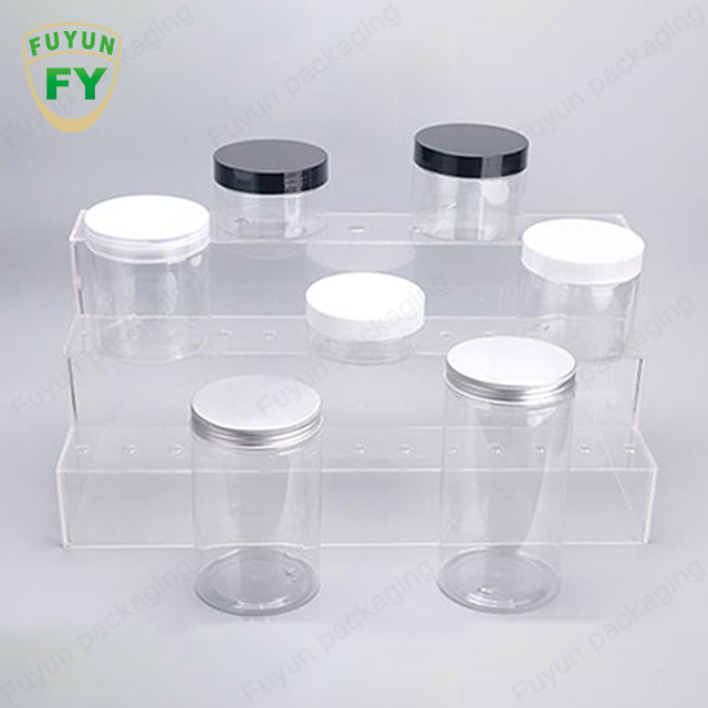 30ml 40ml 150ml Transparent Plastic Packaging Jars With Aluminium Cap Food Grade