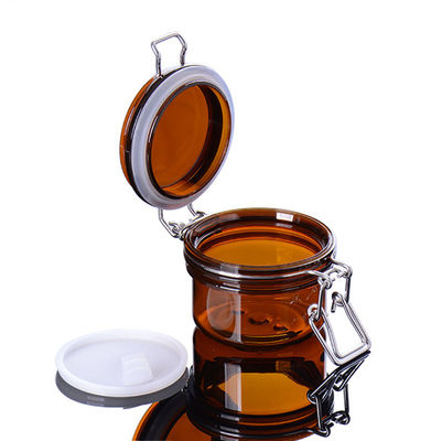 台所食器棚の喫茶店のためのクランプの錠のFood-grade貯蔵のこはく色の容器/瓶
